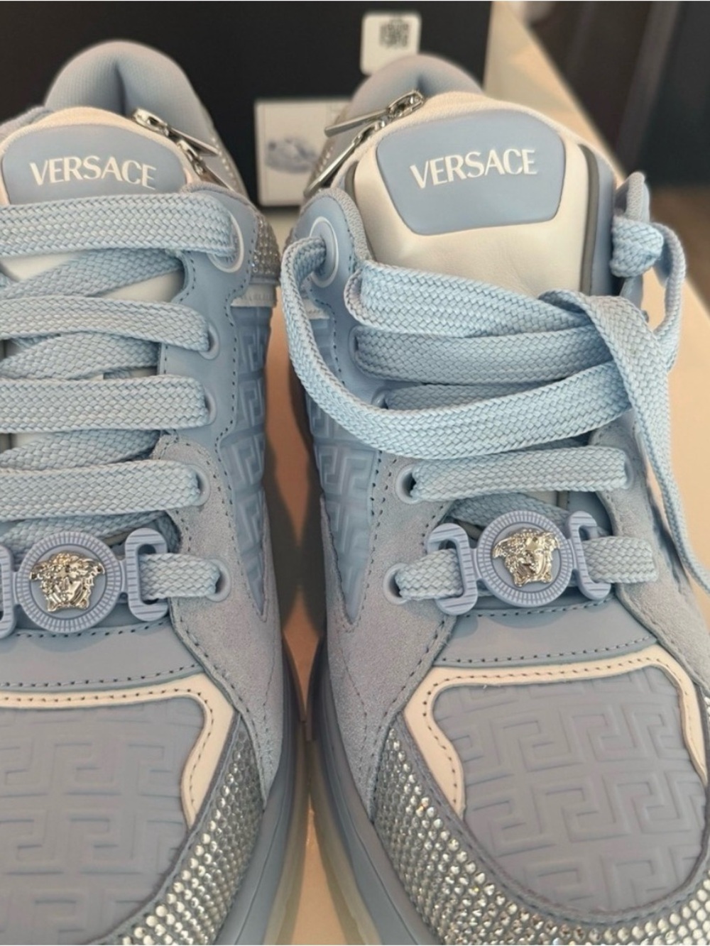 Versace Men Powder Blue Medusa Lace-Up Sneakers
